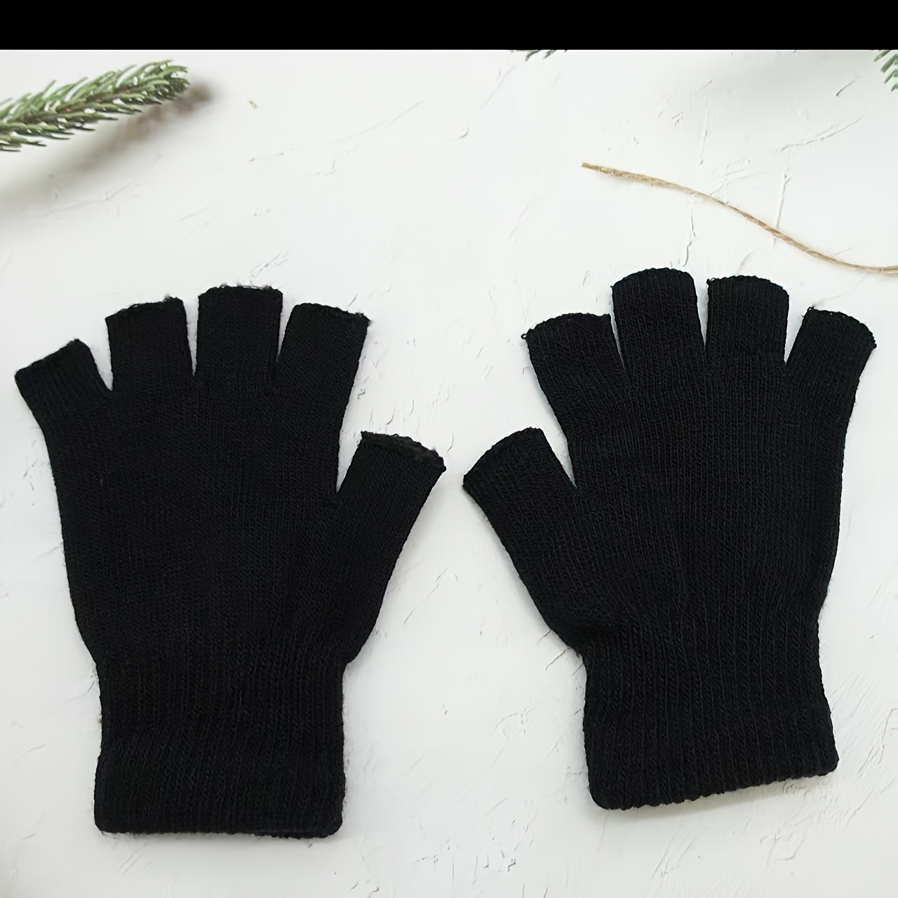 TEMU Men's And Women's Half-finger Thermal Gloves