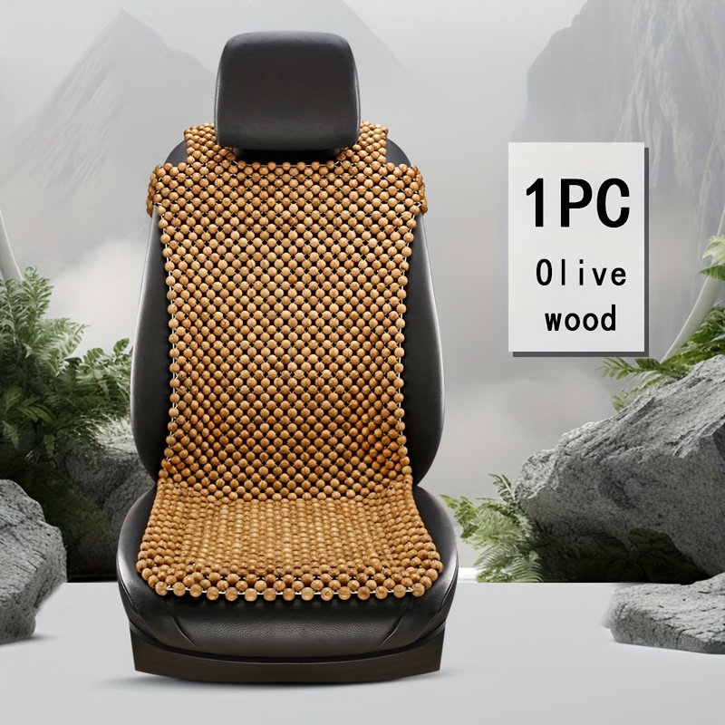 TEMU 1pz Coprisedile Singolo in Legno con Perline, Tappetino Traspirante e per Auto, Cuscino con Perline per Sedile Singolo, per l'Estate