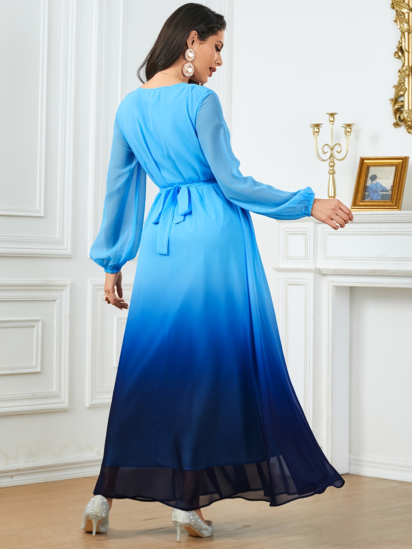 green emerald velvet dress Andrea & Leo A1173 Long Sleeve Diamond Ombre Formal Dress  The Dress Outlet