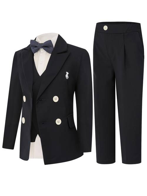 Boys Suit, Vest, Pants, Tie, Suitable for Piano , Performances, Weddings, Birthdays, Formal Occasions, Formal Attire, Daily Wear (Suit+Vest+Pants+Tie), , Performance Outfit, Wedding Attire, Elegant Suit, Stylish Vest, Fit, Fabric, Matching Vest, Formal Suit, Young , Groom Attire, Outdoor