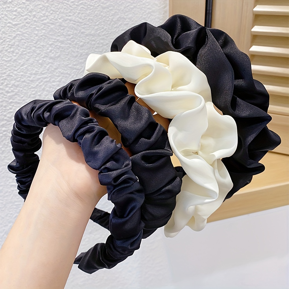 

1pc Elegant Solid Color Pleated Head Band Vintage Non Slip Hair Hoop Trendy Hair Accessories For Women And Daily Uses Wear