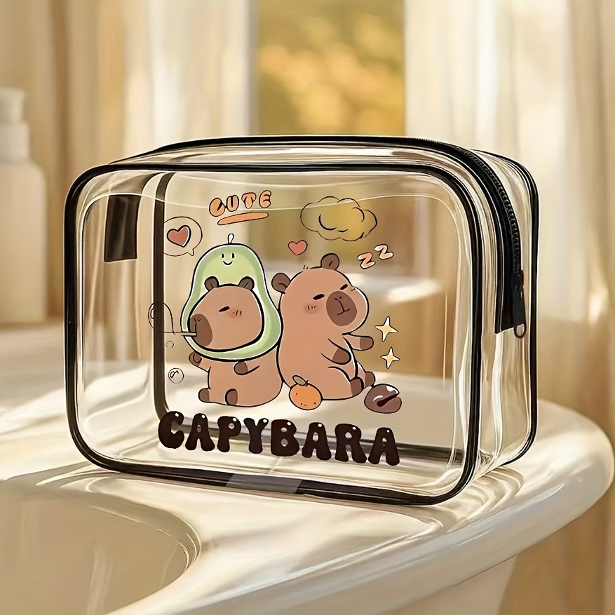 Image of 1pc Exquisite Makeup Bag Large Capacity Pvc Cosmetic Bag With Zipper Closure - High- Toiletry Organizer, Lightweight For Women And Teenagers, Gift For And