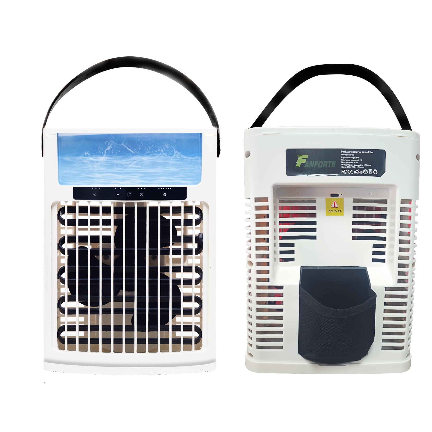 TEMU Portable Air Conditioning Fan For Refrigeration, Humidifiable Usb Connection, 1500ml Capacity, 5 Speed/14-color Night Light/3 Cooling Sprays,