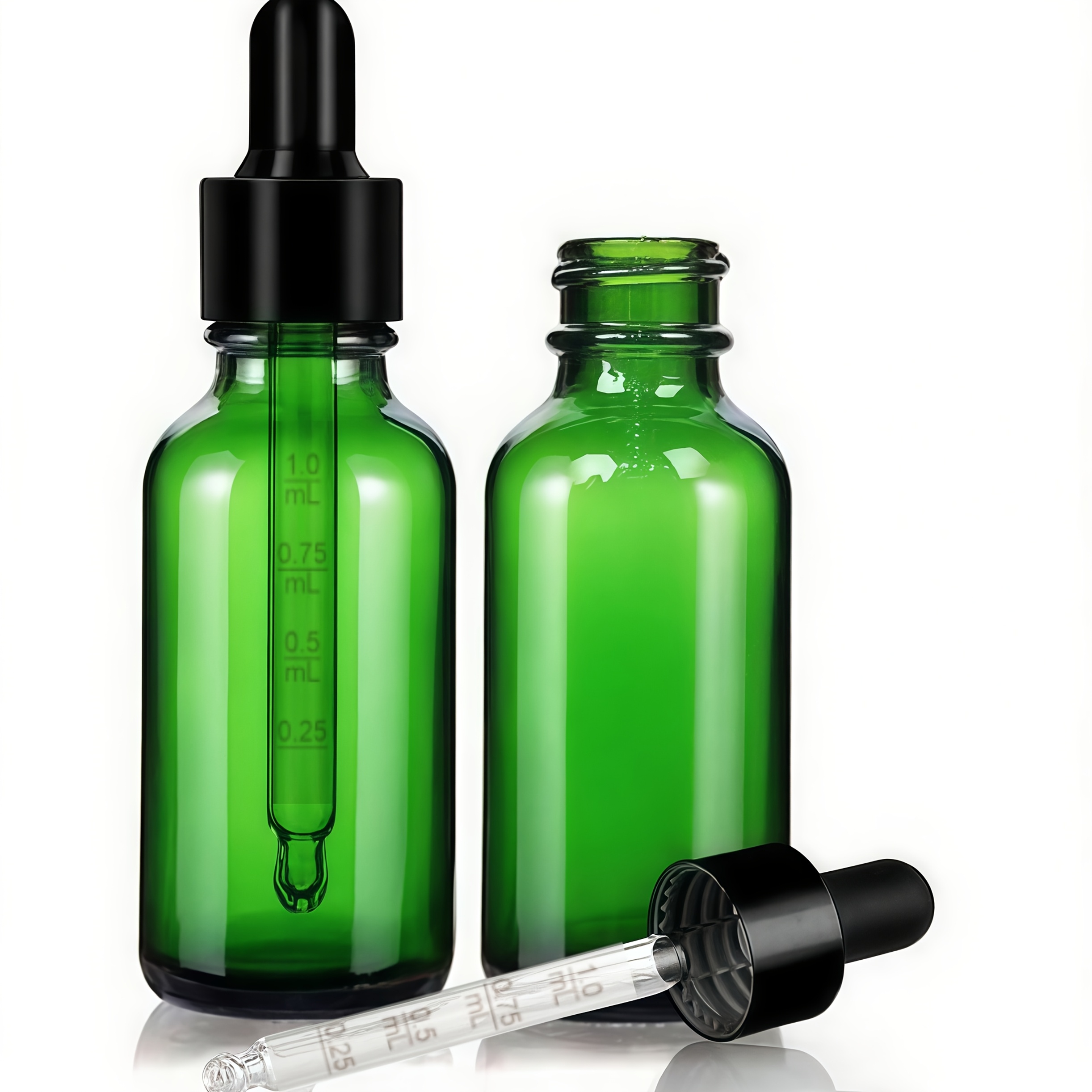 TEMU Green Light-blocking Dropper Bottles, Set Of 2 (30ml Each), Perfect For Precise Measurement, Essential For Essential Oil And Serum Storage, A