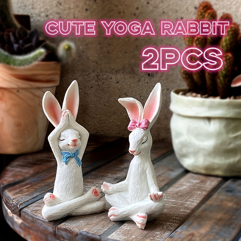 Small Sculpture Decoration Yoga Bunny Resin Decorative - Temu
