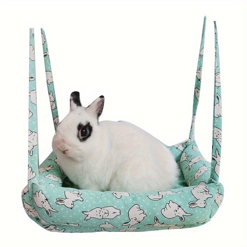 Image of Of A Cozy Rabbit House Winter Pet Hammock Plush For Hamsters And Guinea Pigs, Hanging Bed, Swing Nest Climbing Toy Pet Supplies