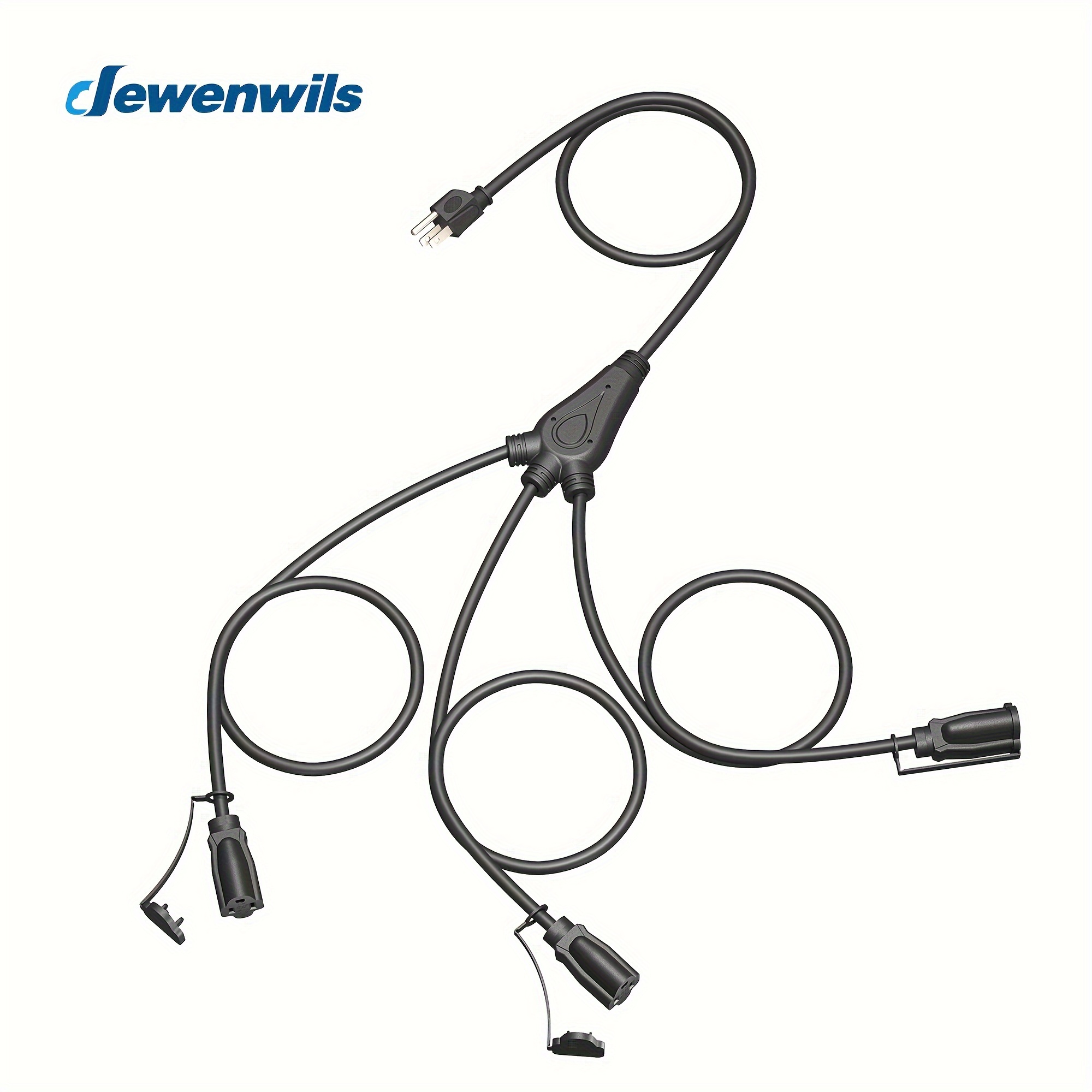 

Dewenwils Outdoor Extension Cord Splitter For Christmas, Total 12ft, 13a 125v 1625w 16/3c Sjtw Extension Cord Outdoor, Heavy Duty Extension Cord For Holiday Decorations, Outdoor Light-hsc103g