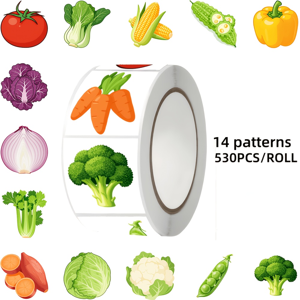 TEMU 530pcs Vegetable-themed Stickers, 14 Designs, Suitable For Laptops, Tablets, Notebooks, Envelopes, Gift Boxes, Luggage And Other Decorations,