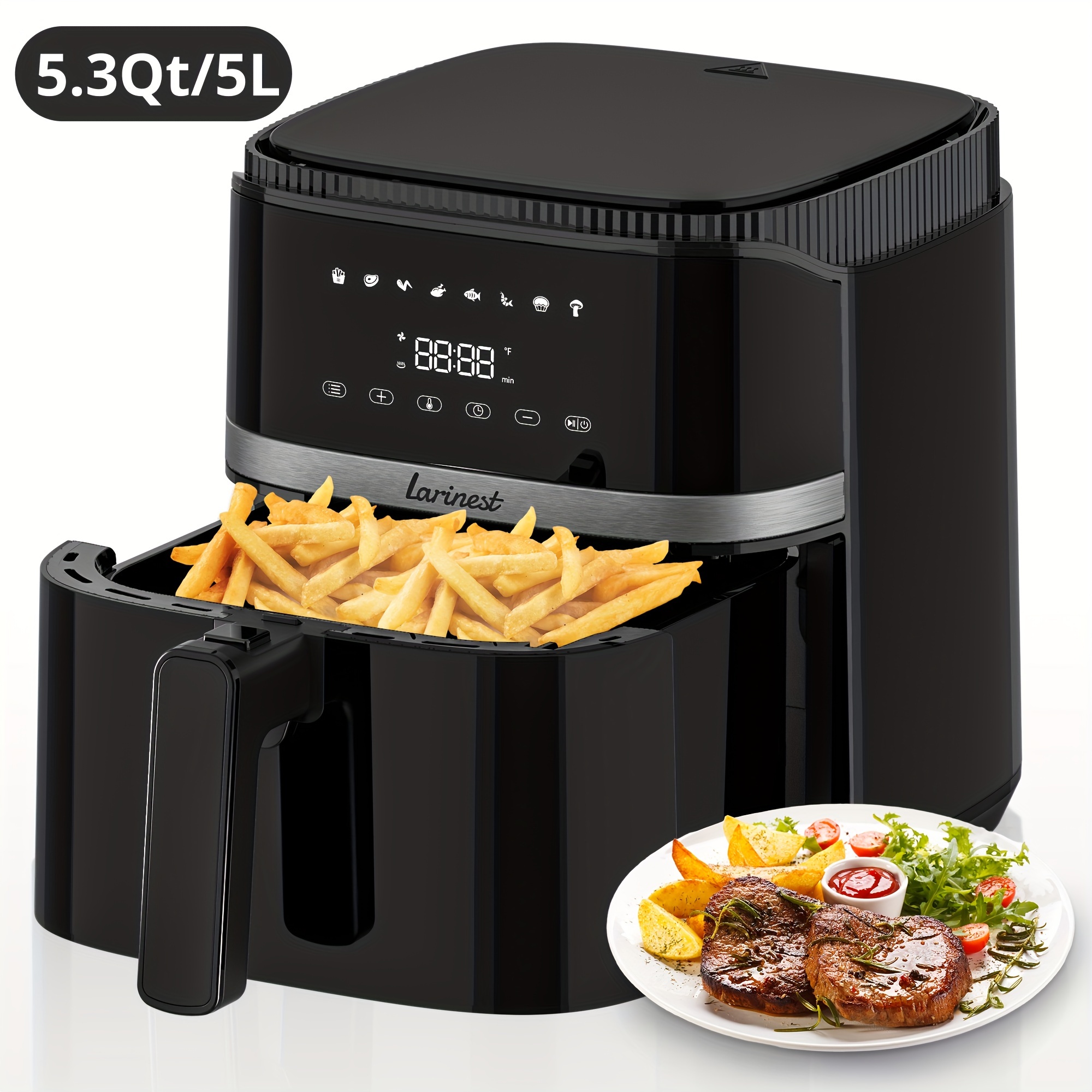 

Air 5.3qt, 8 Cooking Airfryer For Meals, Nonstick Dishwasher-safe, 3-5 , Auto Shutoff,