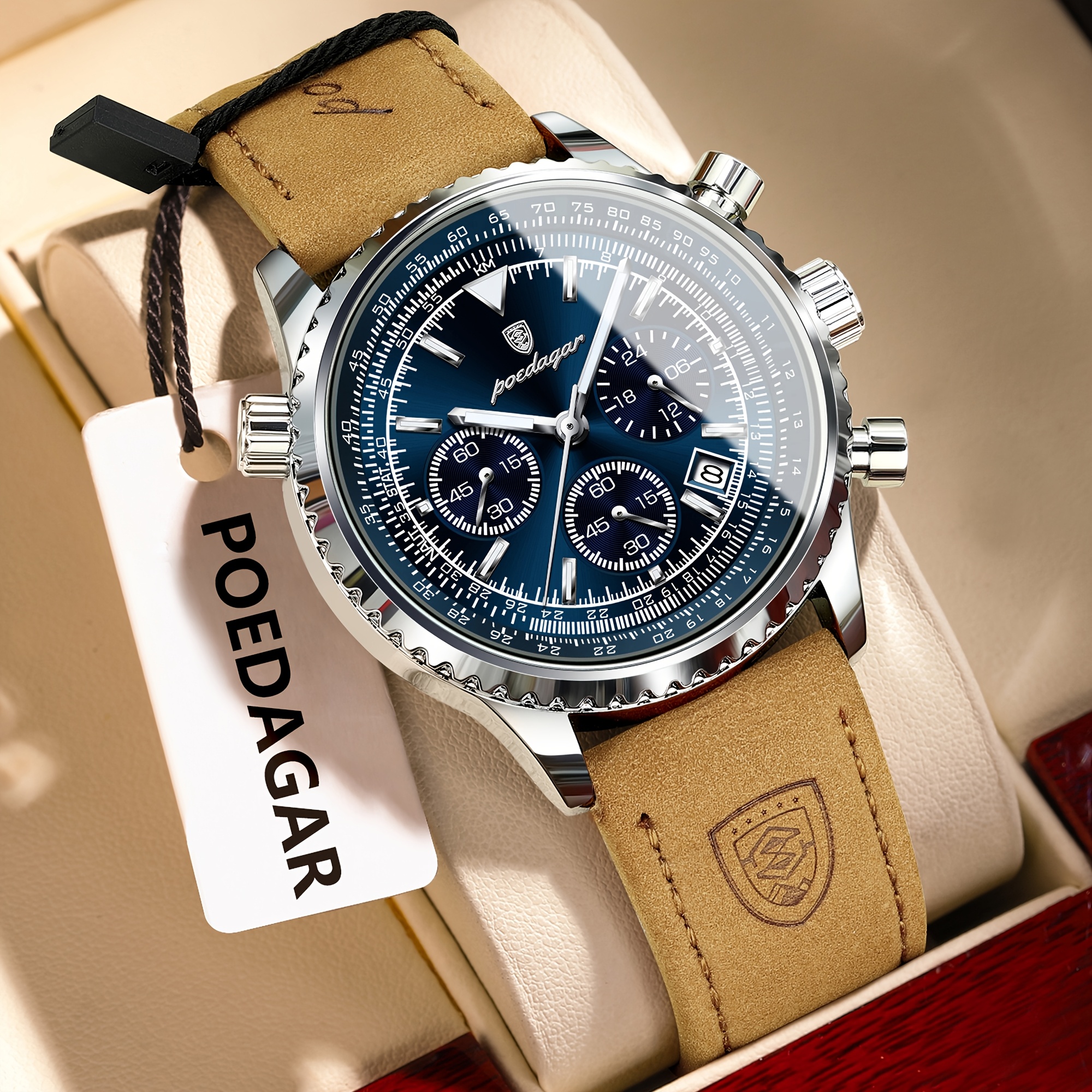 Image of Poedagar Calendar Timing Luminous Waterproof Men's Watch Casual Funky Commuting Men's Wristwatch Quartz Watch For Men