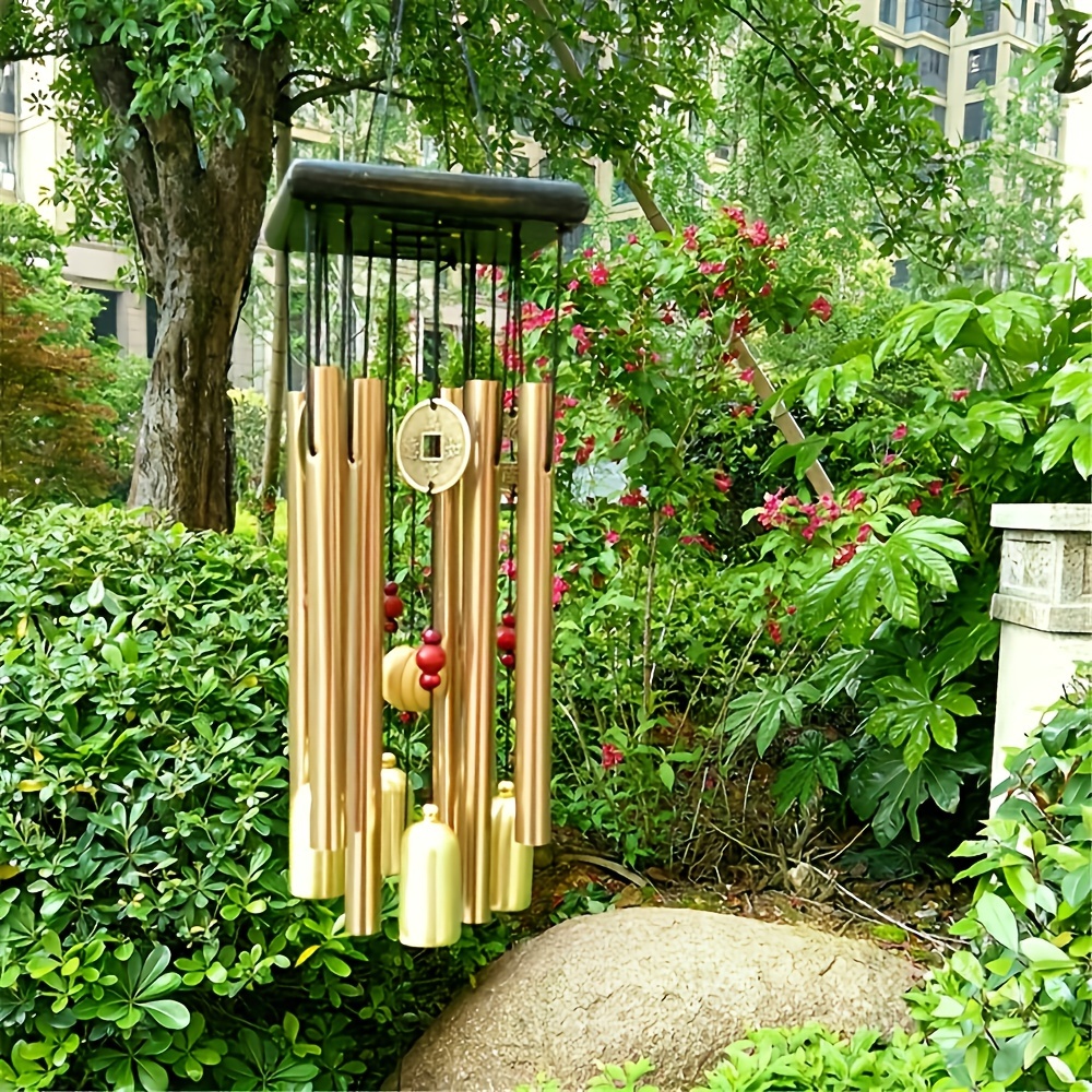 1 large   wind chime with aluminum alloy tube battery free   outdoor garden and home decor
