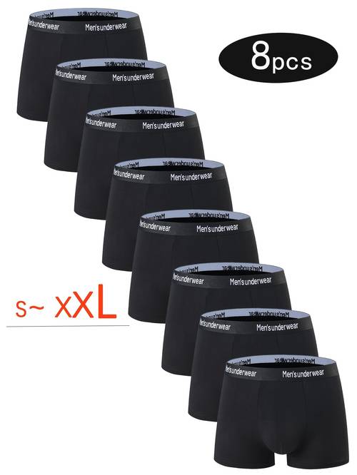 8pcs mens cotton boxer briefs 95 elastane blend breathable stretch multi color assortment black blue red grey for everyday casual wear