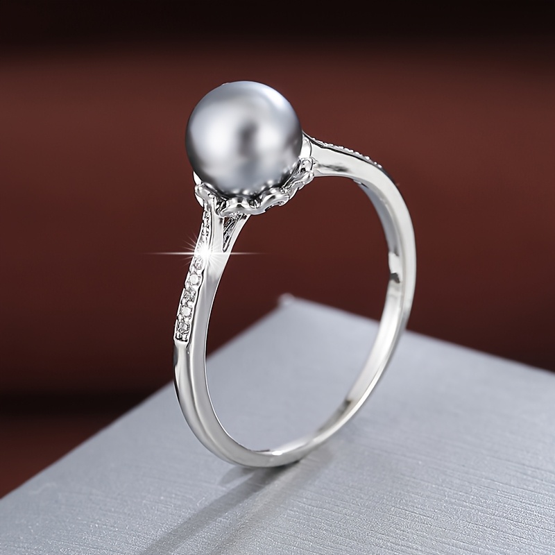 טבעת נשים בעיצוב כדורי גיאומטרי אחד עם זירקוניה סינתטית, מצופה זהבסטי לבן, יומית, מתנות מינית, יומית, מתנות נישואין, יום הולדת - אביזר רב-תכליתי לכל השנה, קישוטי זירקוניה סינתטית, מתנת יום נישואין, אביזר מודרני, ציפוי איכותי, אביזר כלה