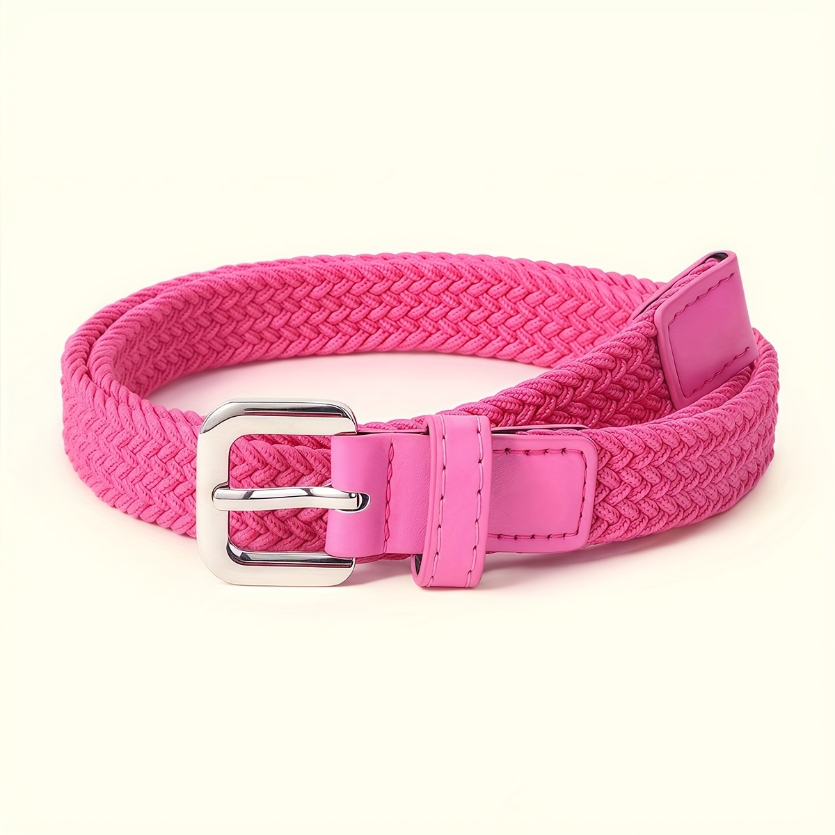 Image of 1-pack Women's Golf Braided Elastic Waist Belt, Korean Style Simple Versatile Casual Ins-style Trendy Pants Belt