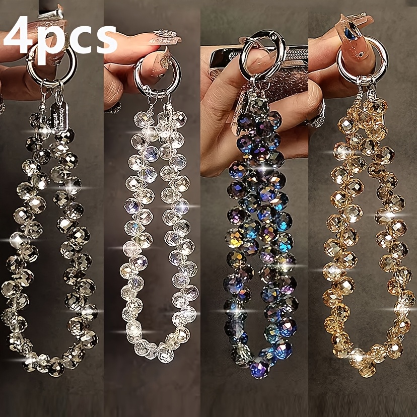 This Collection Features 4 Beautifully Designed And Glittery Smartphone Straps And Keychains, Ideal For Daily Use. Ring Chains Are Enough To Your Phone, Handbag