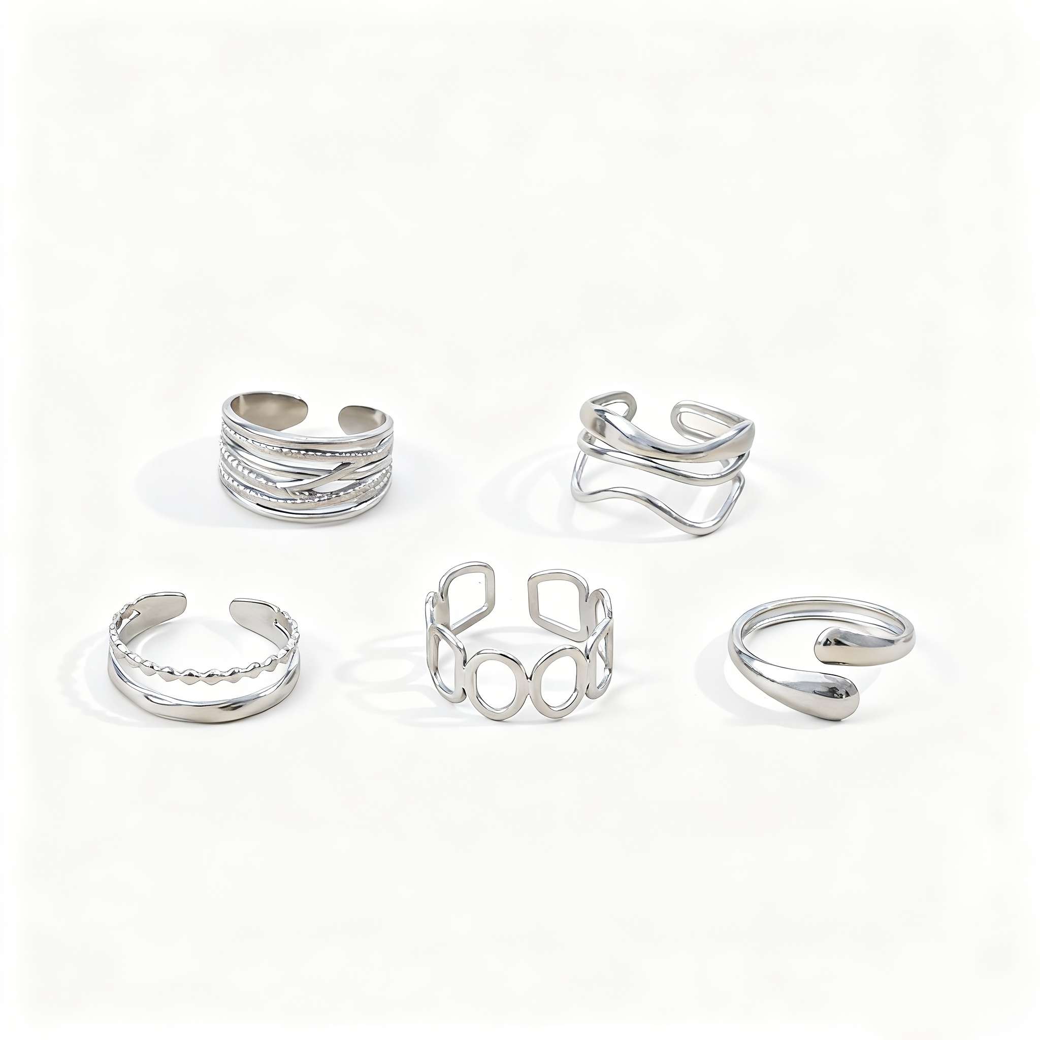 5pcs Unisex Stylish Minimalist Couple Rings Set