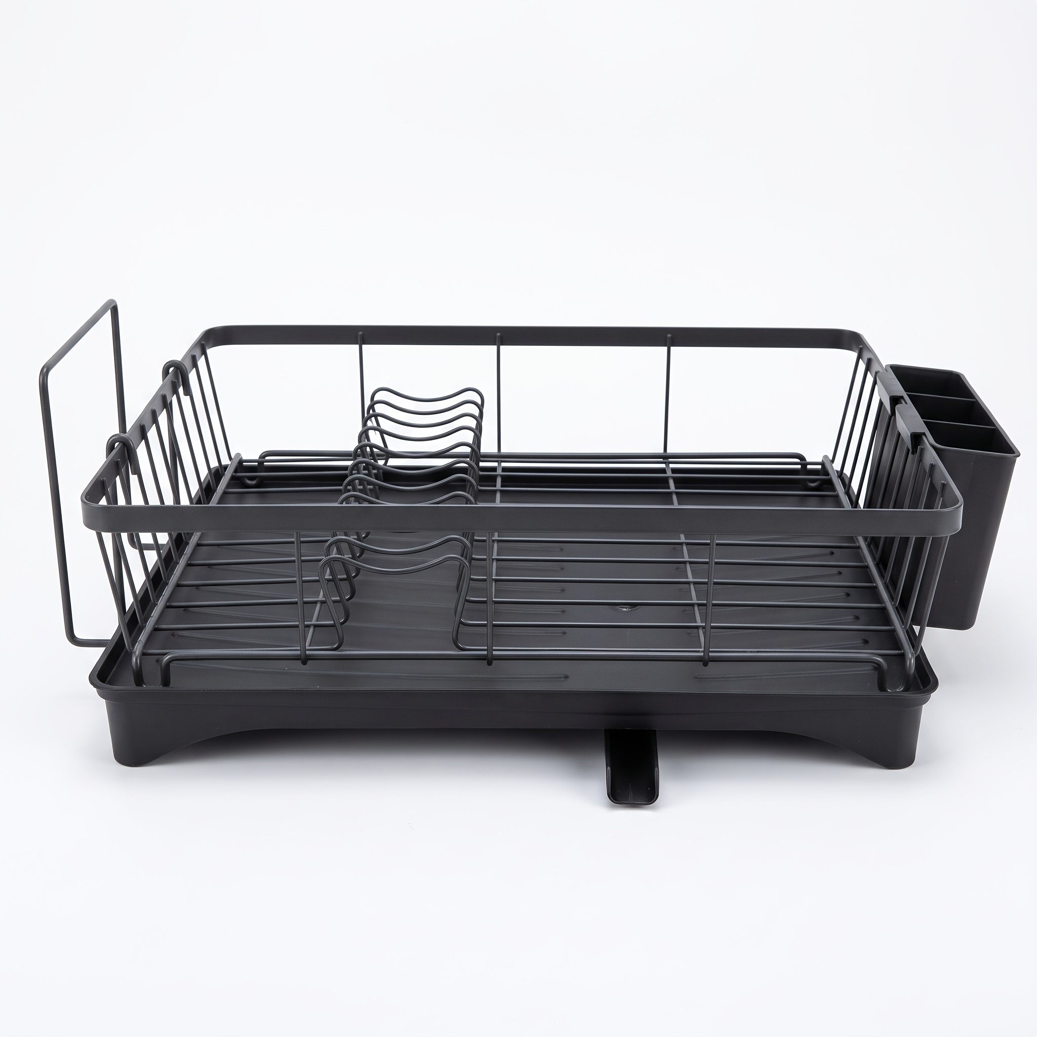 TEMU Large Capacity Heavy Duty Dish Rack, Tabletop Drainable Plate Storage Rack, Holds 10 Plates And Bowls With Utensil Holder, Easy Assembly Black