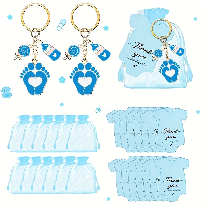 TEMU Set da 36 pezzi di simpatici portachiavi con di piedi, bomboniere per feste di compleanno, all'ingrosso, rosa o blu, per 1簞 compleanno,