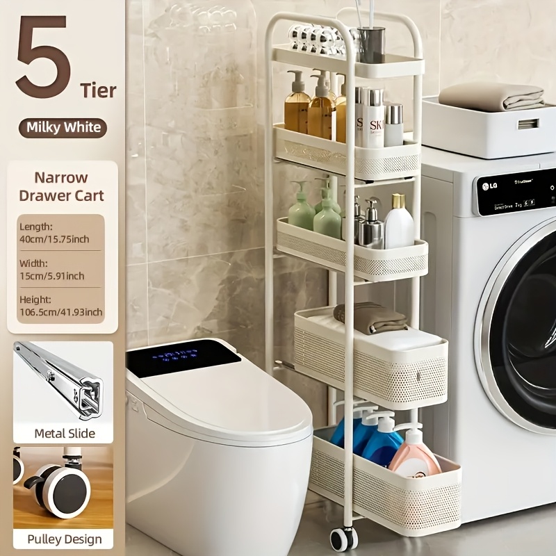 1pz scaffale pratico per lo stoccaggio in     con rotelle a 360&deg; adatte per cucina/bagno/camera da letto/  al frigorifero in acciaio al carbonio  /  Dettagli dell'articolo 4
