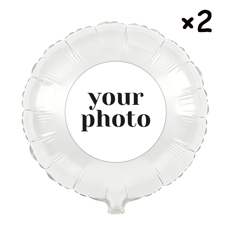 TEMU Ballons en feuille de métal personnalisés de 18 pouces avec images de personnages, livrés avec un autocollant rond personnalisé auto-adhésif.