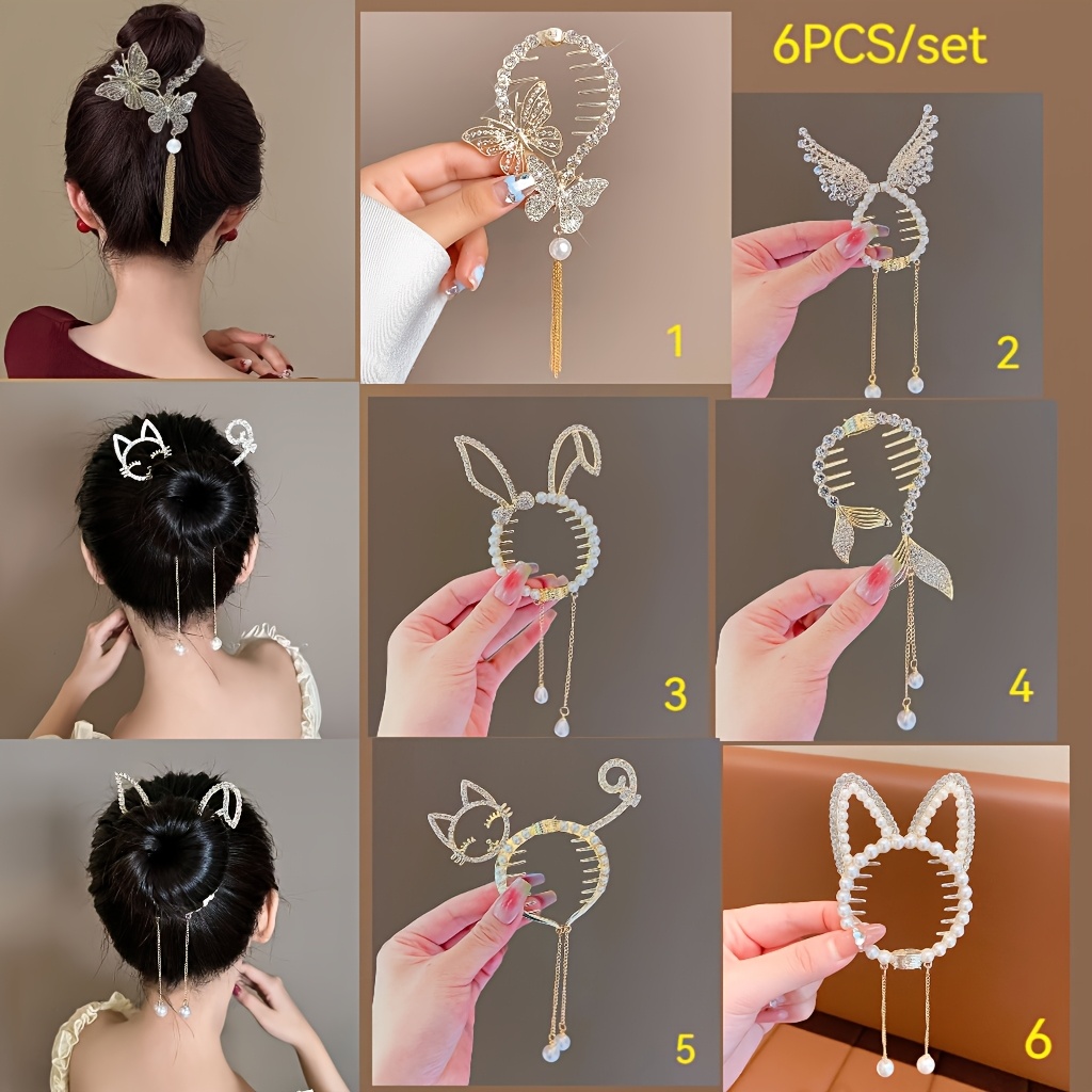 6pcs creative animal design metal hair clip set stylish and cute hair accessories for everyday use parties or gifts elegant hairstyle clips Product details 0