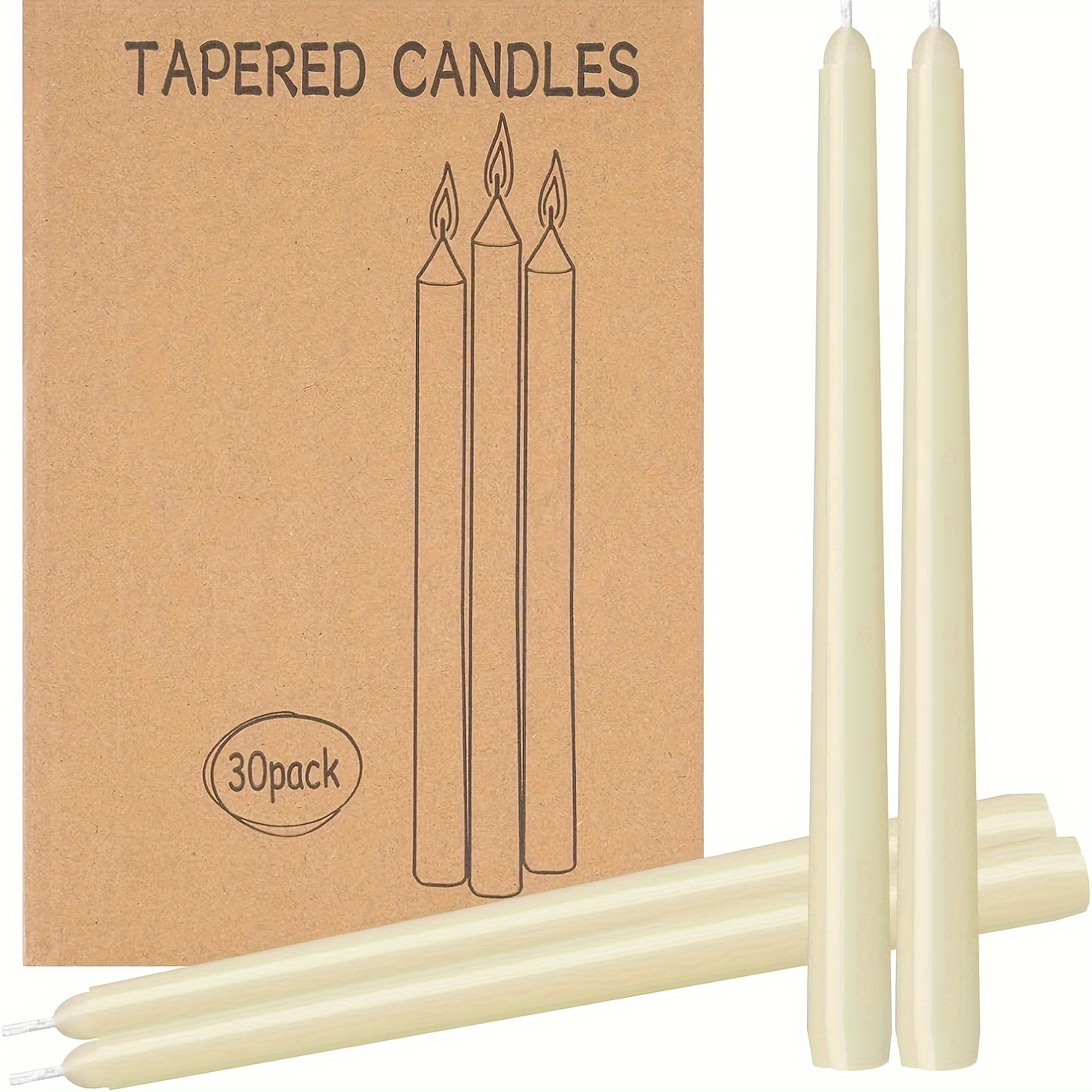 Image of 30pcs Tapered Candles, 10-inch, , Smokeless, Unscented, Premium Paraffin Wax For Home, Parties, Seasonal Celebrations, Emergency Lighting & Home Decor, High Taper, Dinner Candles