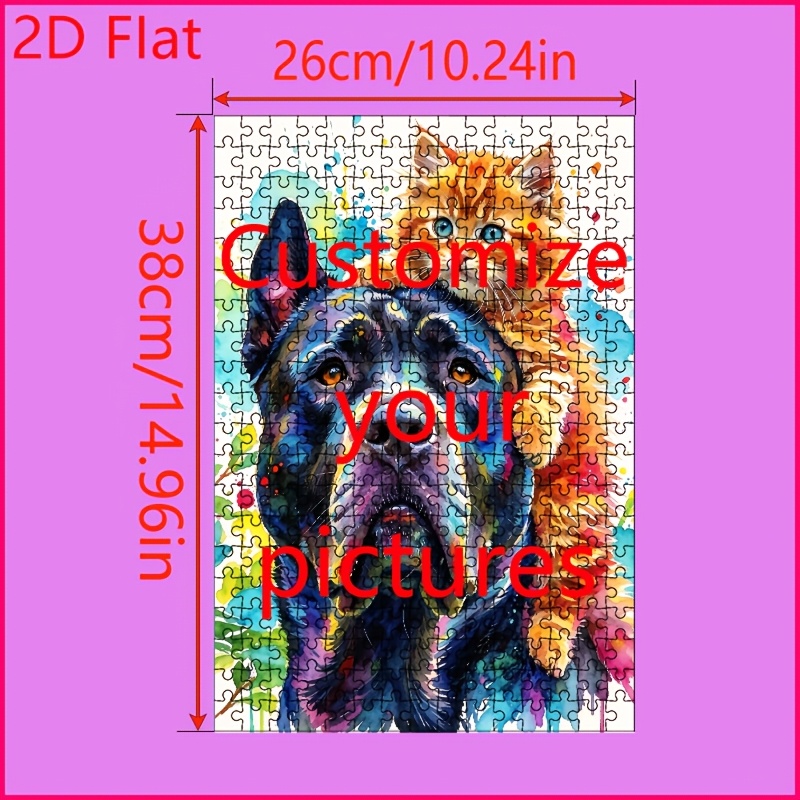TEMU Puzzle decorativo personalizzato 1 pz con schizzi d' e pittura ad , personalizzabile con la tua , materiale cartaceo qualit�, superficie
