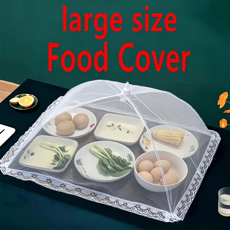 1pc Of Collapsible Stainless Steel Food Covers With Lace Edges, Large Insect And Dust , Suitable For Outdoor Parties, Picnics, Barbecues, And Camping, Kitchen Organizing Additions