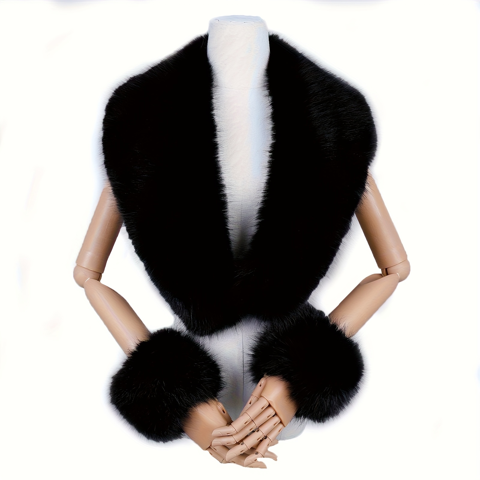 TEMU Chal de Mujer y Puños, Chal y de Zorro para Mujer con Cuello de y Juego de Puños para Ir al Trabajo y Moda, Aportes Cálidos de Chaqueta de Otoño