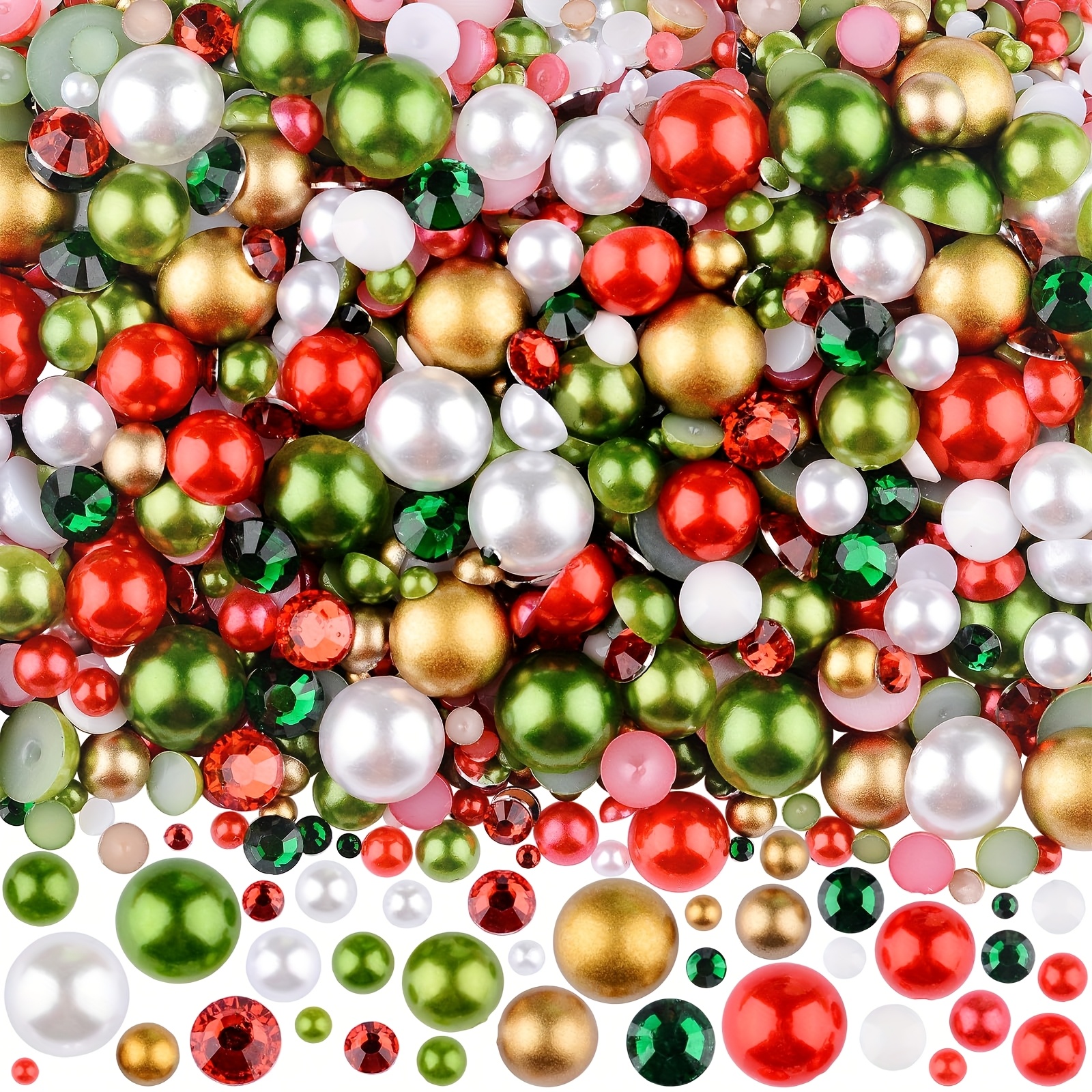 TEMU 2d Flat - Flat Back Beads And Rhinestones For Christmas Decoration, 60g 2200pcs Mixed Size Colorful Resin Rhinestones, Used For Jewelry Crafts