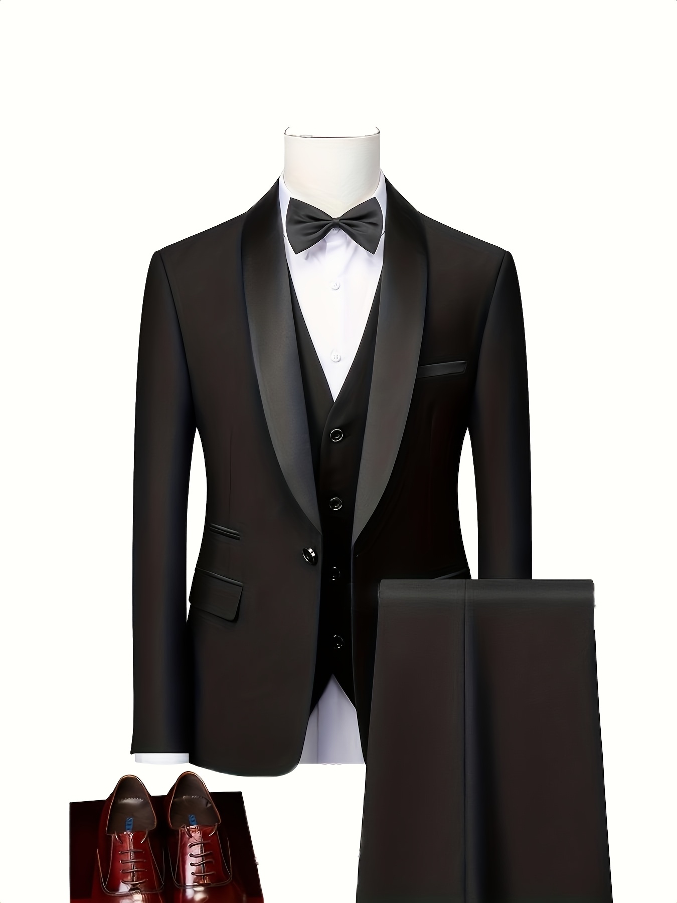 Ensemble trois pièces grande taille pour homme, veste de costume + gilet + pantalon de costume, costume amincissant et cranté, tenue formelle professionnelle d'affaires haut de gamme, robe de mariage pour photo de mariage, marié, banquet, hôte de scène, convient pour les trajets quotidiens au travail, réunion annuelle, fête