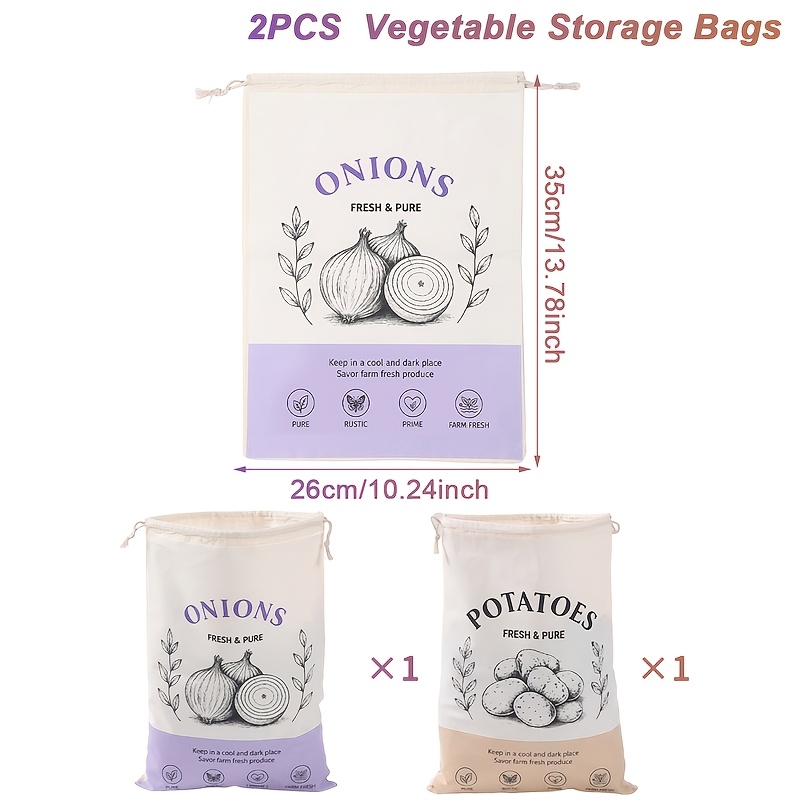 TEMU 2 pezzi, Sacchetto regalo grande per verdure con coulisse, Sacchetto per conservazione patate e , Custodia portatile riutilizzabile per la casa,