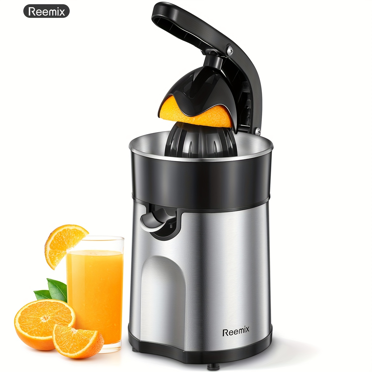 

Electric Citrus Juicer Squeezer, Orange Juicer With 2 Interchangeable Cones, Suitable For Orange, Lemon And , Brushed Stainless Steel, Easy To Clean And Use (abs+stainless Steel)