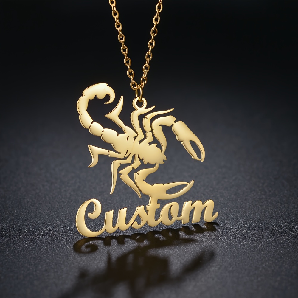 

Custom & Fish Pendant Necklace, Boho Hip Hop Style, 18k Golden Plated Stainless Steel, Personalized Name Tag Necklace, Waterproof, Fade-resistant, Fashion Jewelry For Party,