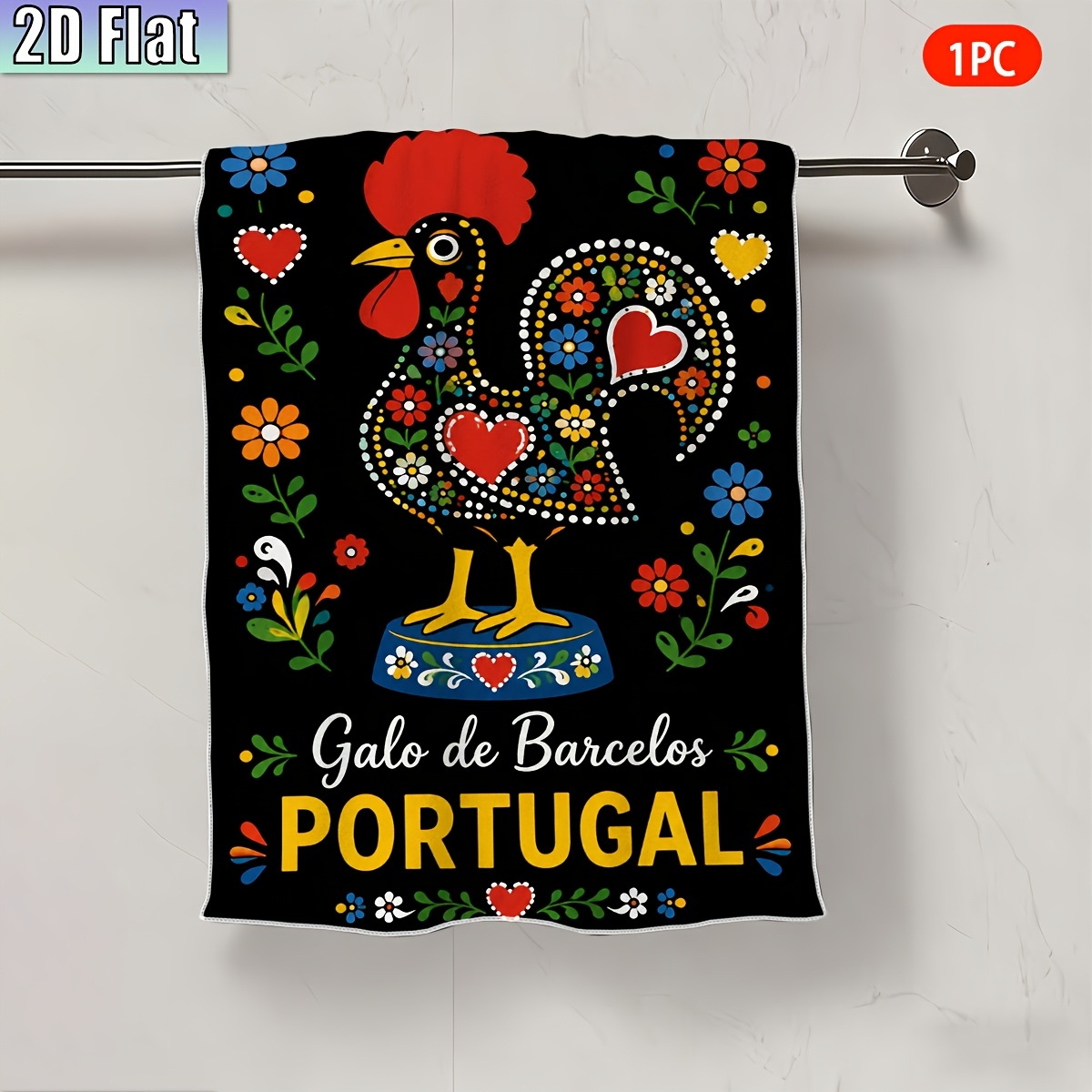 TEMU Serviette à main 2D plate, 1 pièce, sur le thème du Portugal et de Barcelone, adaptée pour le lavage du visage, la vaisselle, serviettes en