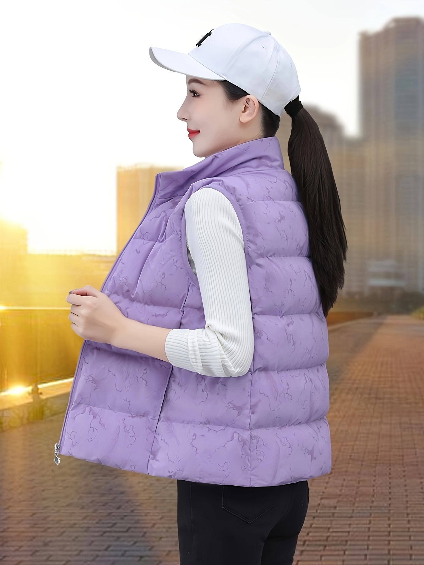 Weighted Vest Women Women's Lightweight Zip-Up Sleeveless Diamond