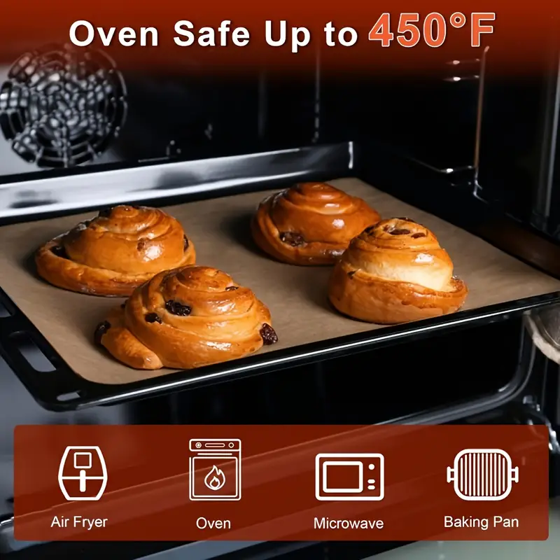 unbleached parchment paper sheets - , non-toxic, pre-cut baking sheets for oven, air fryer, grill, steam - heavy duty, fits half sheet pans, cookie, pizza, pastries - kitchen & restaurant use - easy & cooking, oven liner, , material, home cooks Product details 0