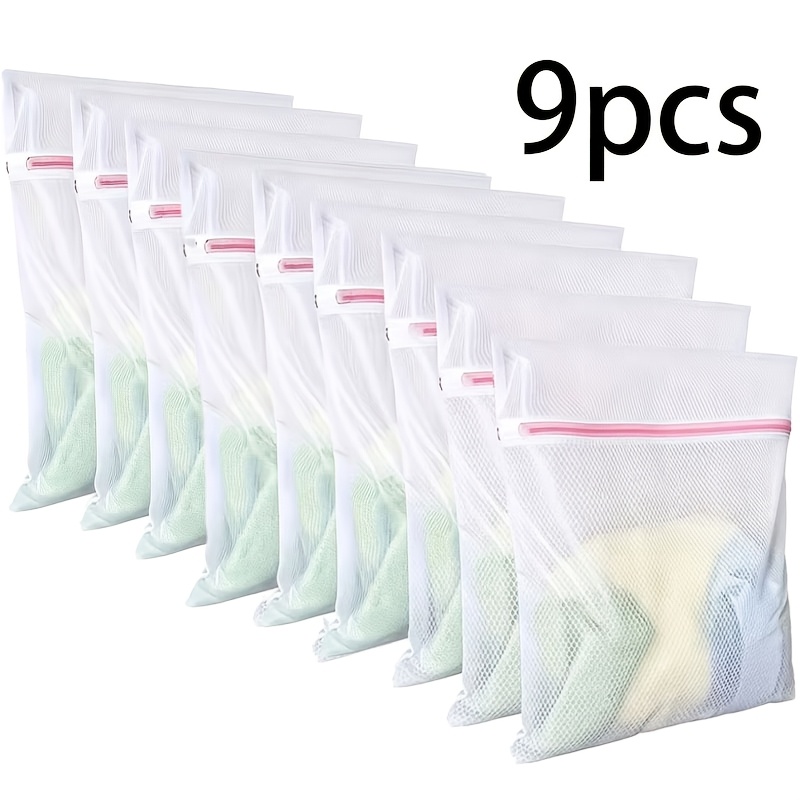 TEMU 9pcs Durable Mesh Laundry Bags With Zipper | Suitable For , Underwear, And Clothes, Laundry Bags Specifically Designed For Washing Machines,