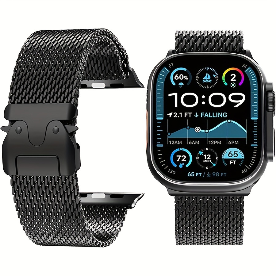 

Milanese Loop Mesh Compatible Apple Watch Band For Men And Women In 49mm, 46mm, 45mm, 44mm Sizes, Breathable Band With Adjustable Parachute , Suitable For Iwatch /ultra/se/series 10/9/8/7/6/5/4