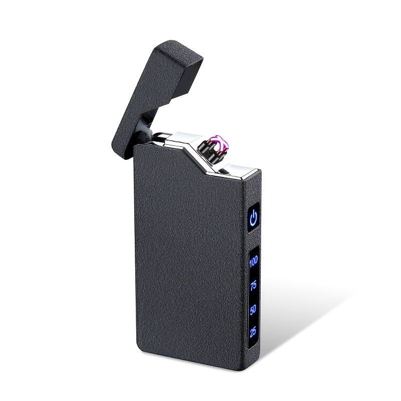 USB Rechargeable Lighter, Dual Arc Pulse Electronic Igniter, Pulse Double Arc Lighter, USB Pointers Igniter/Outdoor Lighter/Portable Lighter, Fashionable Black/Grey, with LED Power Indicator Light/220mAh Battery Capacity/No Gas No Oil No Open Flame/Full Metal Body, Suitable for Pointing/Lighting/Outdoor Camping, Safe and Convenient, With Battery