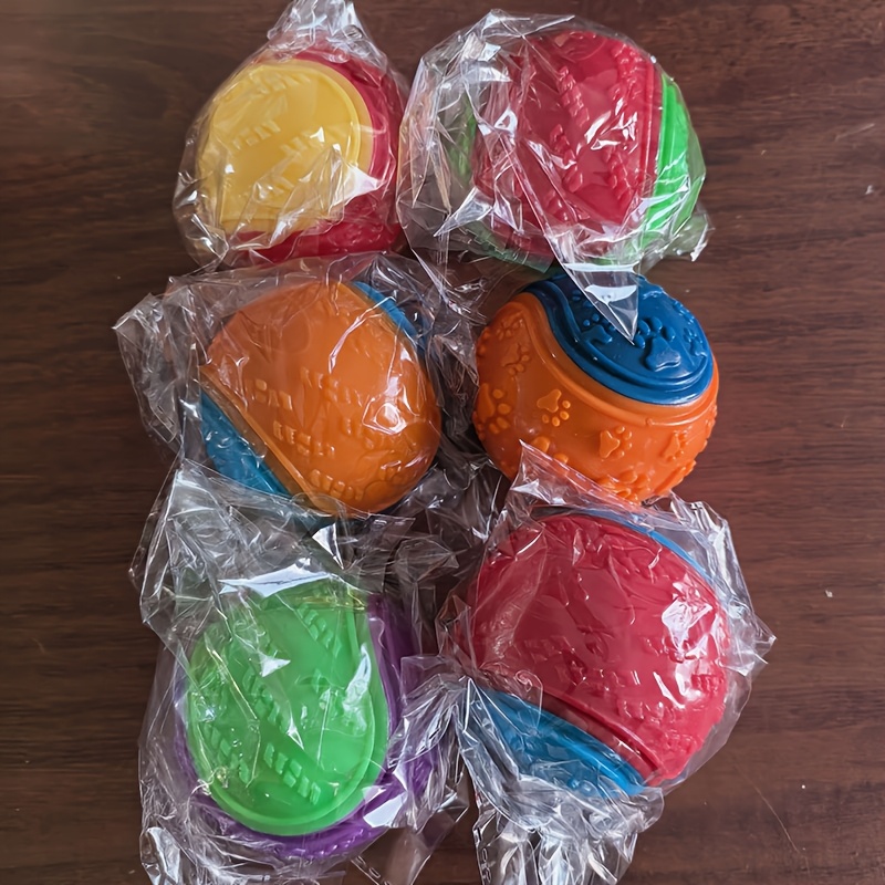 Image of Random Arbitrary Color 6pcs Squeaky Dog Balls, Vibrant Color Squeaky Balls High Bouncy Dog Squeaky Toy Balls, Squeaky Balls, Durable Dog Balls, Dog Toys Balls Dogs Games