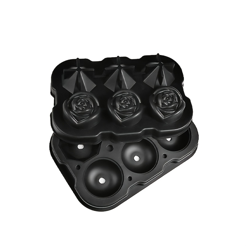 Image of Rose Ice Tray, Silicone Ice Tray, 6 Easy To Release Large , Used For Cocktails, Beverages, Whiskey, Bourbon Whiskey, And Homemade Juices