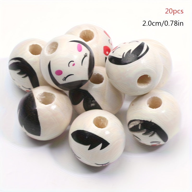 Image of 20mm Wooden Beads Shaped Like Cute Dolls, Suitable For Making Necklaces And Bracelets - Durable Material, Jewelry Additions
