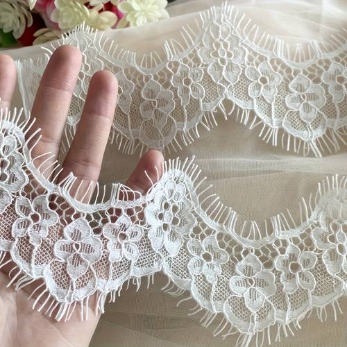 3meters eyelash lace trimming for wedding dress high end border romantic flowers veil eyelash lace ribbon floral lace fabric for sewing lingerie bridal gowns and home decor crafts