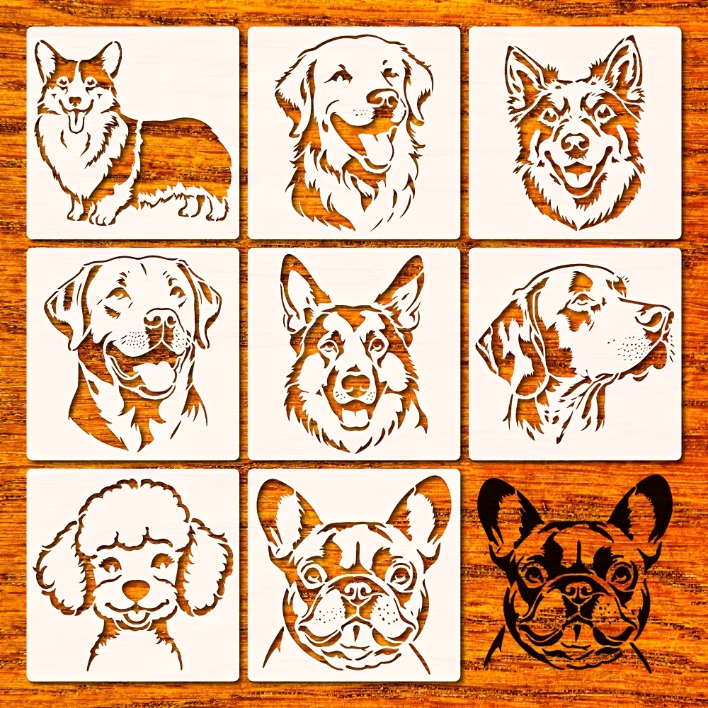 

8pcs Dog Set, 7- Reusable Plastic Painting Templates, Assorted Dog Breeds For Wood Signs, , , , Diy Art Projects