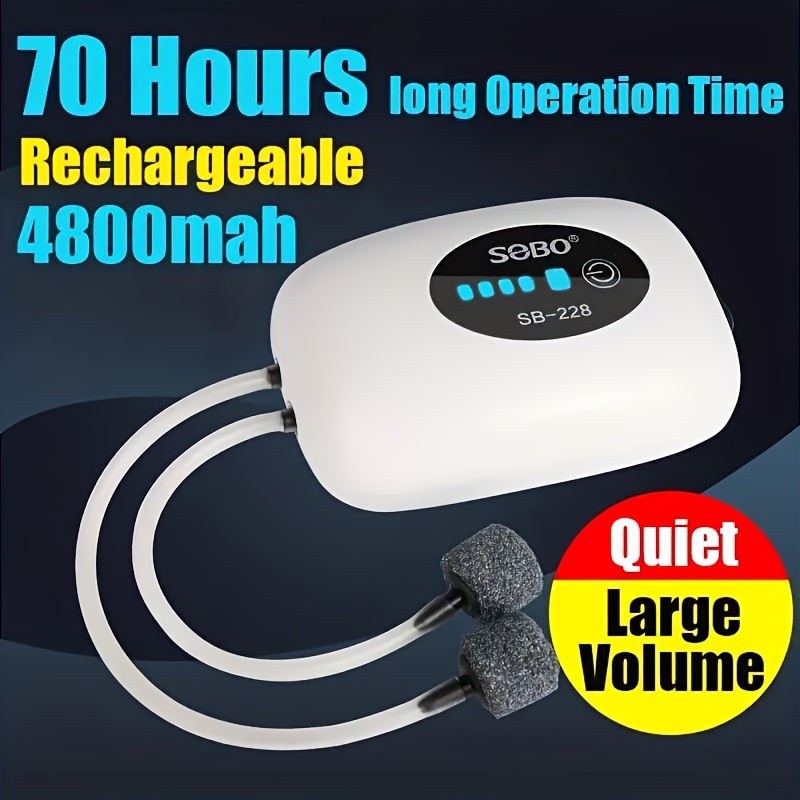 TEMU Fish Tank Breeder Aquarium Air Pump Rechargeable Fish Tank Air Pump Portable Fish Tank Aeration Pump Oxygen Pump Fish Tank Pump Usb Rechargeable With 1-2 Meter Tube (with Inside)aquarium