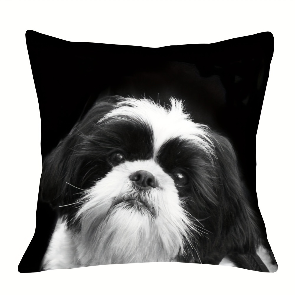 

Contemporary Shih Tzu Dog Cushion Cover - 18x18 Inch, Single Sided Printing, Machine Washable, Zip Closure, Suitable For Couch, Sofa, Bedroom, And Living Room Decor - Cover Only, Not Including Cushion