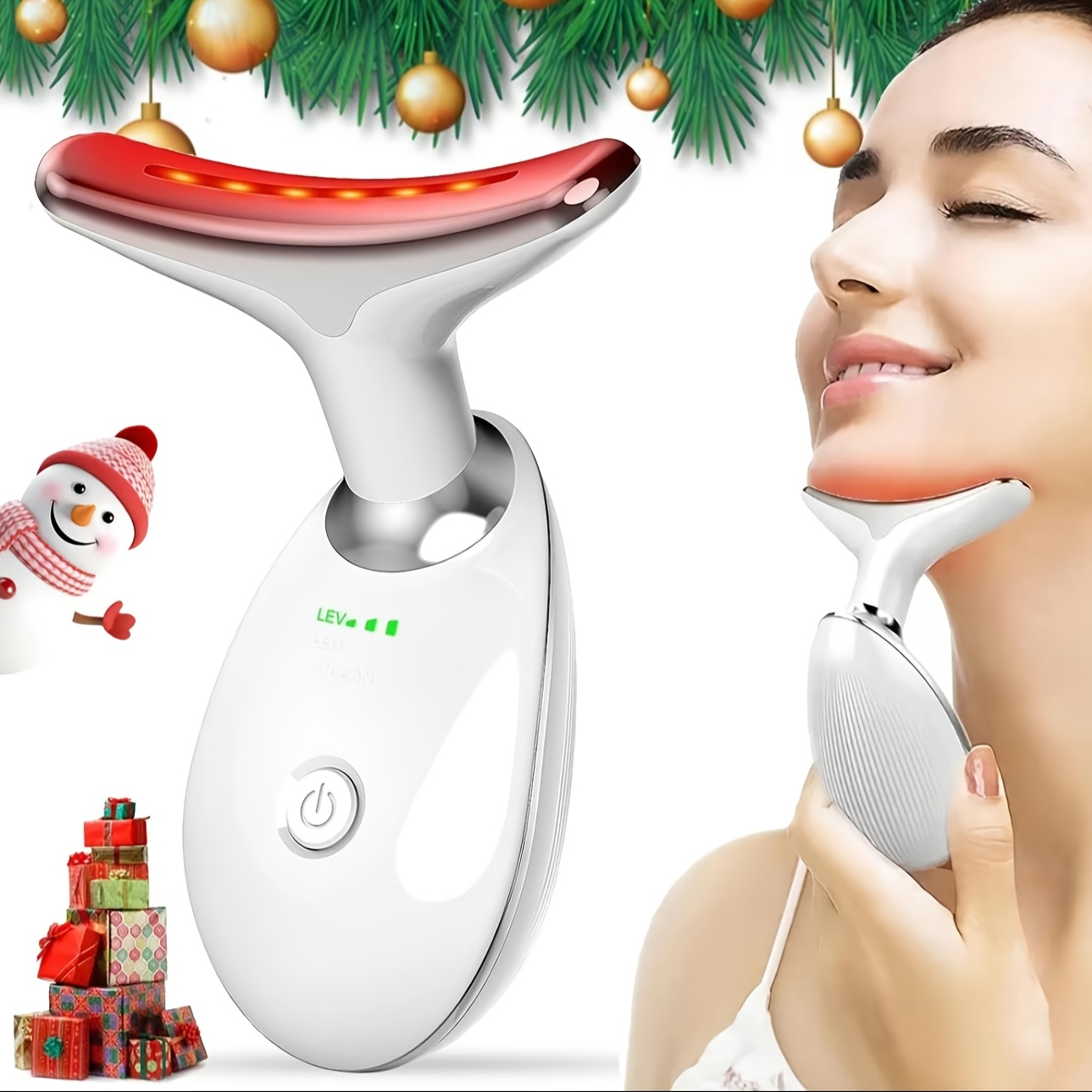 

Usb Rechargeable Neck And Face Skin Massager With 7 Led Light , Facial , 600mah Lithium Polymer Battery, Skin Care Device, Ideal Gift For Women - 1pc Set