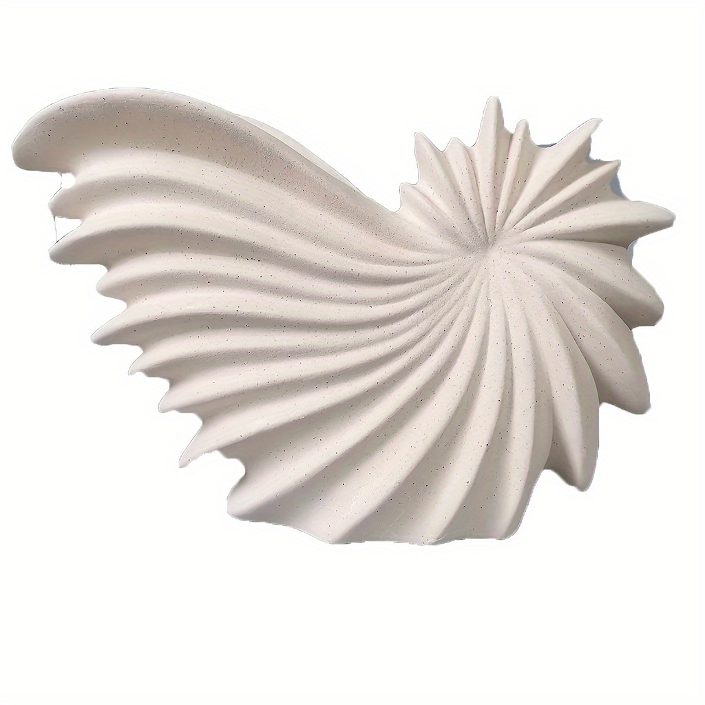 Image of Contemporary Ceramic Vase With Shell Design, Nordic Style Artistic Decorative Flower Vase For Home Decor, Hydroponics & Floral Arrangements, Stripe Pattern, No Battery Needed - Gift