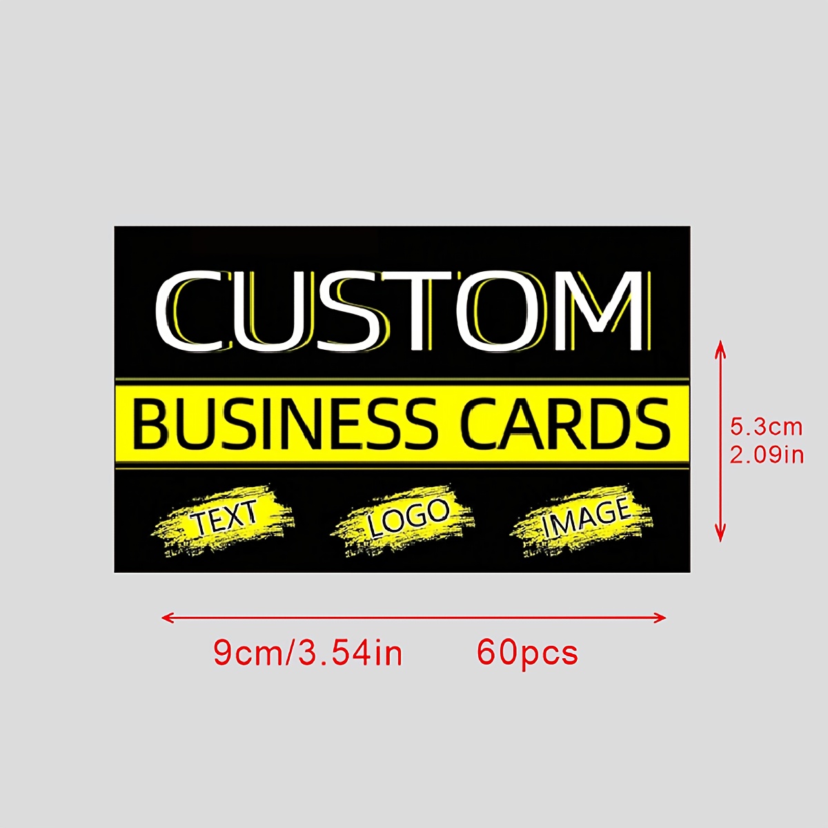 TEMU 60pcs Custom Business Cards - , Waterproof, Personalize With Your Own Image Or Text, Includes Thank You & Invitation Cards, Multi-language